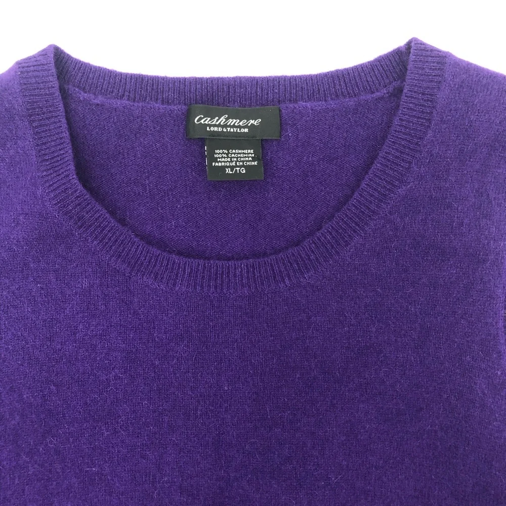 Lord and Taylor Purple Cashmere Sleeveless Sweater - Picture 2 of 7